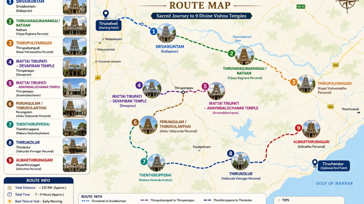 Nava Tirupathi temples route map